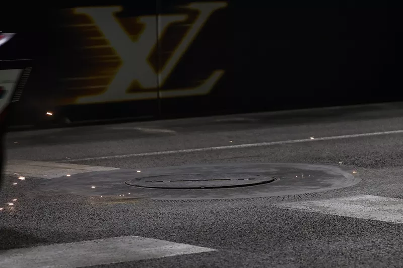 A manhole cover comes loose after 