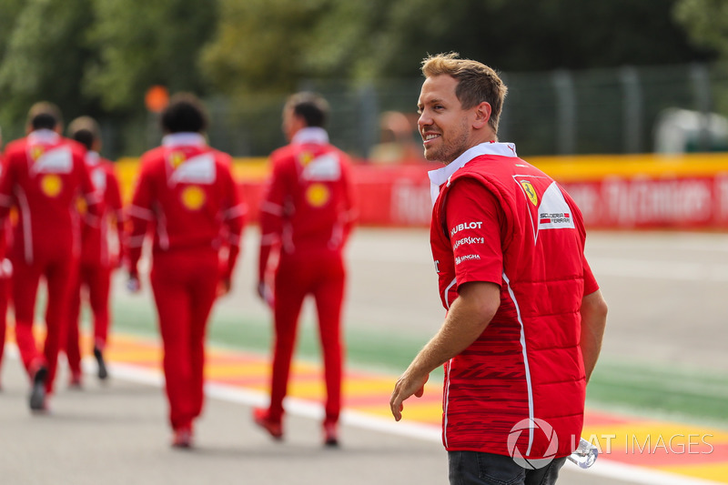 Sebastian Vettel, Ferrari walks the track