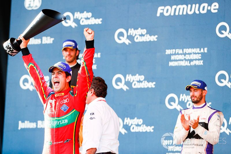 O piloto brasileiro venceu a primeira corrida do ePrix de Montreal para assegurar o título, à frente do rival Buemi