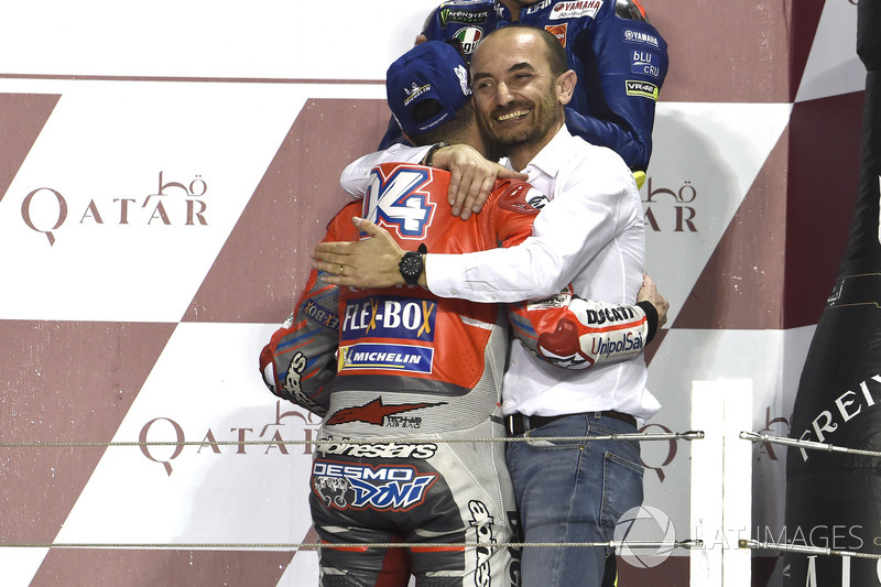 Клаудіо Доменікале, генеральний директор Ducati, переможець гонки Андреа Довіціозо, Ducati Team