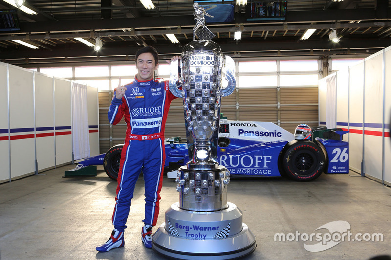 Takuma Sato with Warner Borg Trophy