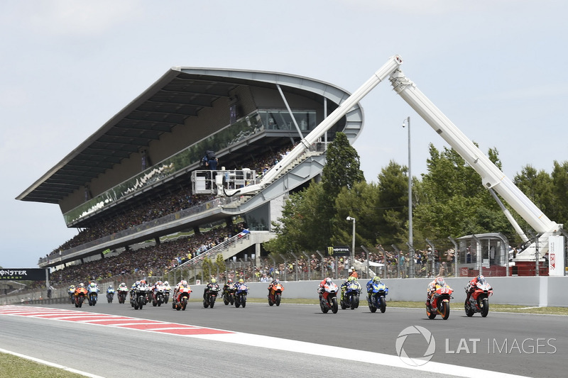 Marc Marquez, Repsol Honda Team, Jorge Lorenzo, Ducati Team, alla partenza