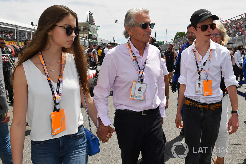 Michael Douglas, with his son Dylan Douglas, and daughter Carys Zeta-Douglas, on the grid