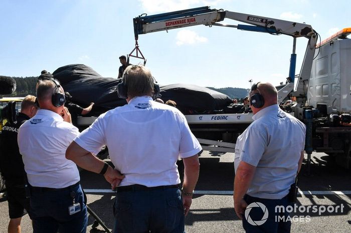 Car of Lewis Hamilton, Mercedes F1 AMG W10 after his crash