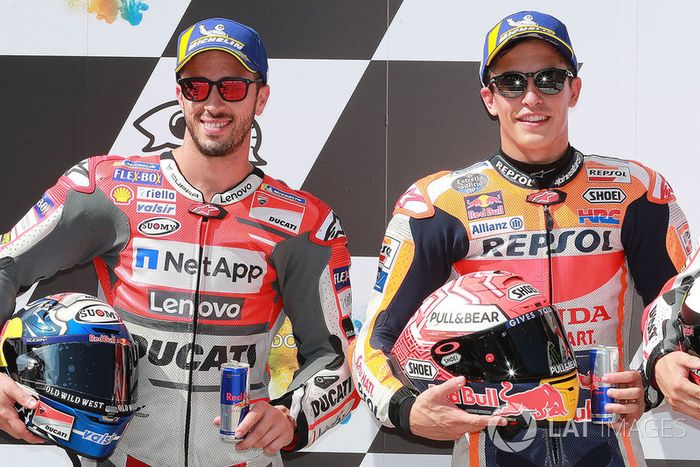 Poleman Marc Marquez, Repsol Honda Team, segundo clasificado Andrea Dovizioso, Ducati Team