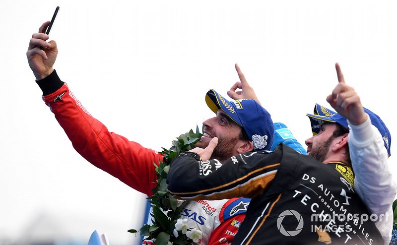 Podio: ganador Antonio Felix da Costa, BMW I Andretti Motorsports, segundo lugar Jean-Eric Vergne, DS TECHEETAH y tercer lugar Jérôme d'Ambrosio, Mahindra Racing