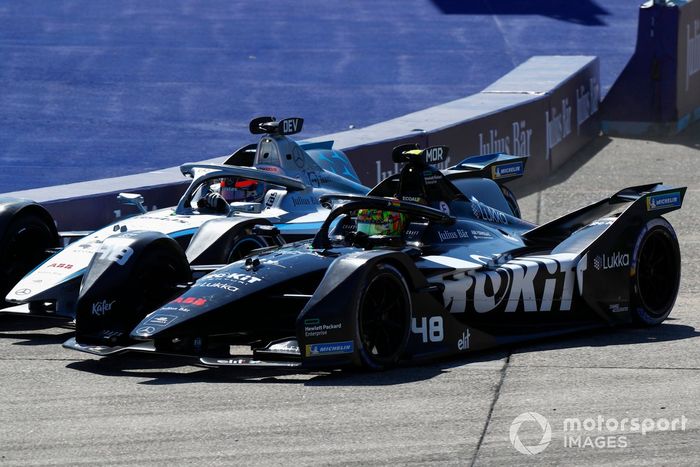 Edoardo Mortara, Venturi Racing, Flecha de Plata 02, lucha con Nyck de Vries, Mercedes-Benz EQ, Flecha de Plata 02, en la salida