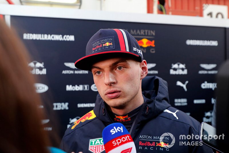 Max Verstappen, Red Bull Racing talks with the media