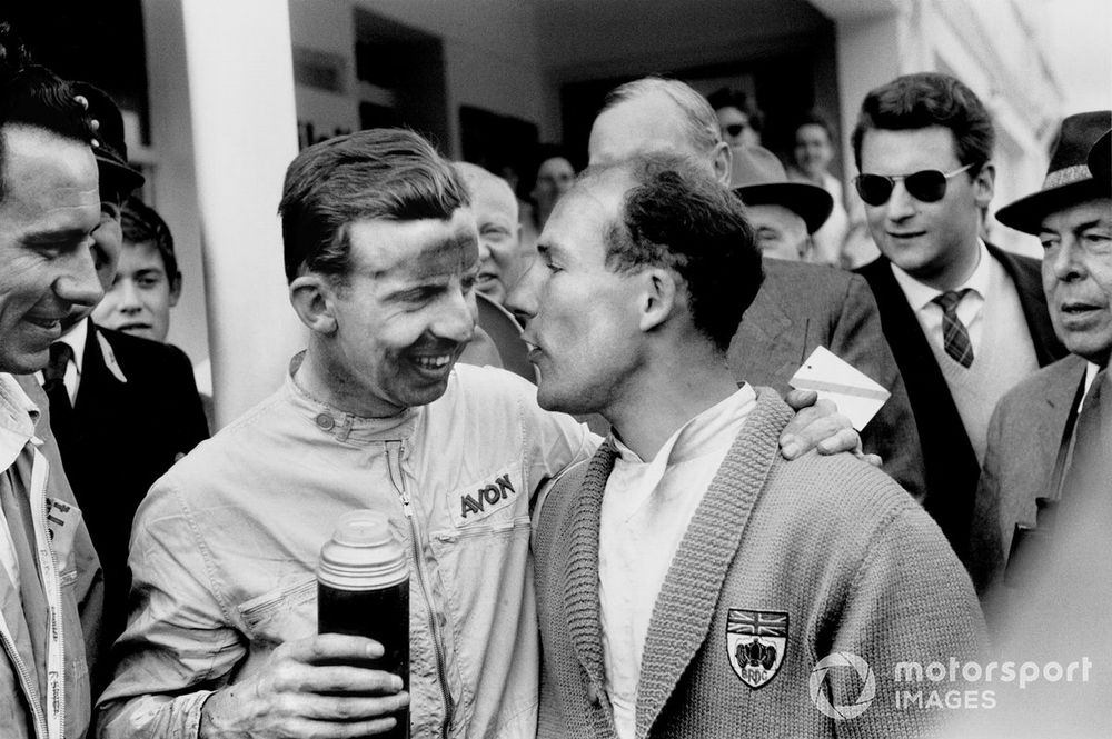 Tony Brooks, Vanwall, 1ª posición con su compañero de equipo Stirling Moss, Vanwall