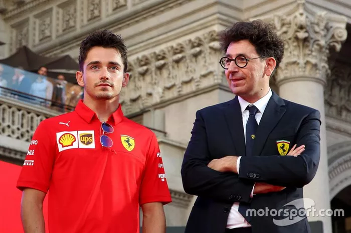 Charles Leclerc, Ferrari, Mattia Binotto, Team Principal Ferrari