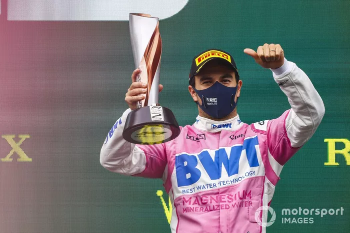 Podio: segundo lugar Sergio Pérez, Racing Point