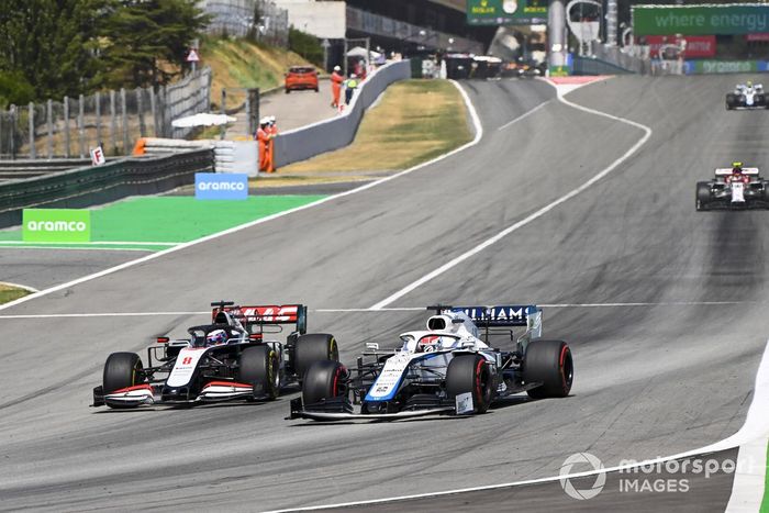 Romain Grosjean, Haas VF-20, George Russell, Williams FW43