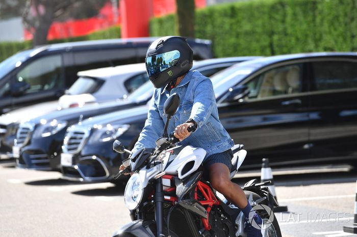 Lewis Hamilton, Mercedes-AMG F1 on his MV Agusta motorbike