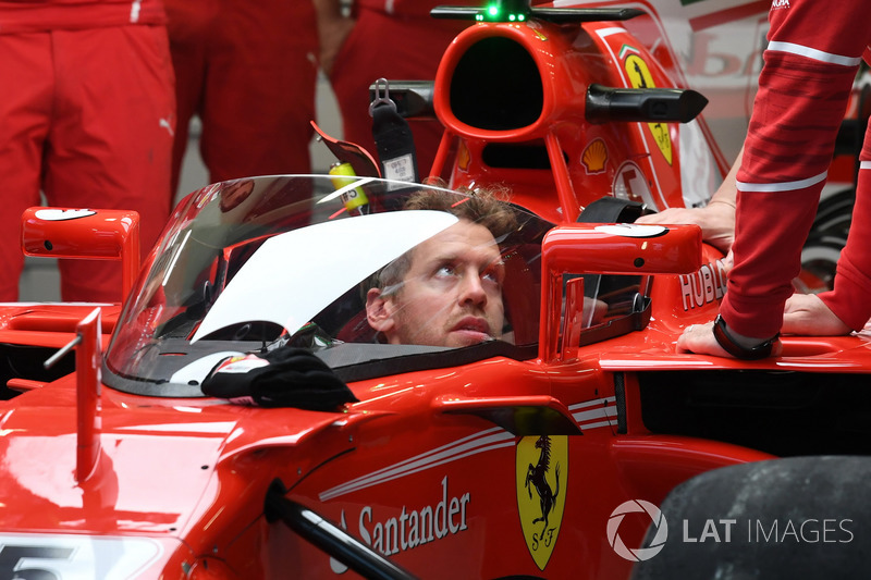 Sebastian Vettel, Ferrari SF70-H with cockpit shield