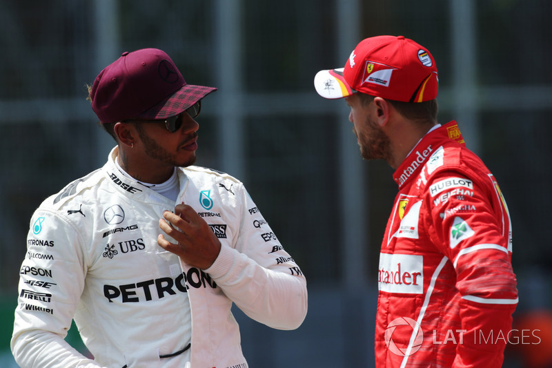 Polesitter Lewis Hamilton, Mercedes AMG F1, Sebastian Vettel, Ferrari