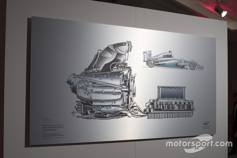 A Giorgio Piola technical drawing of Lewis Hamilton's 2014 Mercedes W05 Hybrid
