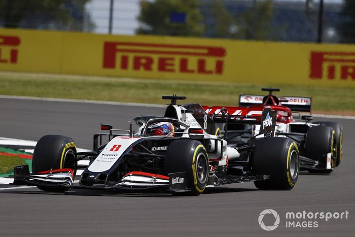 Romain Grosjean, Haas VF-20, Kimi Raikkonen, Alfa Romeo Racing C39