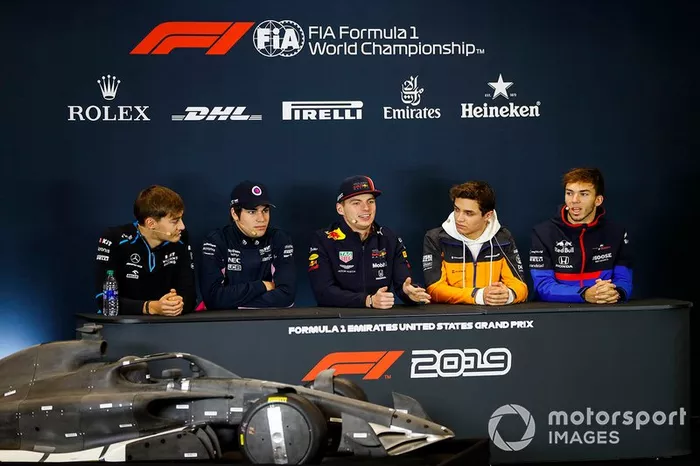 Conferenza stampa, George Russell, Williams Racing, Lance Stroll, Racing Point, Max Verstappen, Red Bull Racing, Lando Norris, McLaren e Pierre Gasly, Toro Rosso 