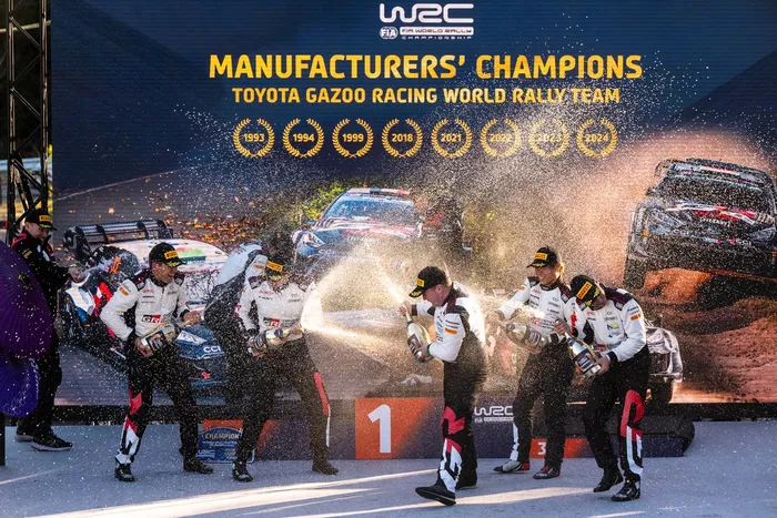 Manufactures Champion, Jari-Matti Latvala, Team principal Toyota Gazoo Racing, Elfyn Evans, Scott Martin, Toyota Gazoo Racing WRT Toyota GR Yaris Rally1, Sébastien Ogier, Vincent Landais, Toyota Gazoo Racing WRT Toyota GR Yaris Rally1, Takamoto Katsuta, A