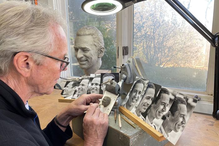 Helio Castroneves, Meyer Shank Racing at BorgWarner trophy modeling in clay by William Behrends
