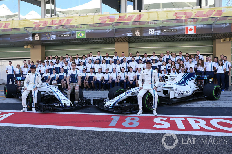 Felipe Massa, Williams, Paul di Resta, Williams y Lance Stroll, Williams en la foto de equipo Williams
