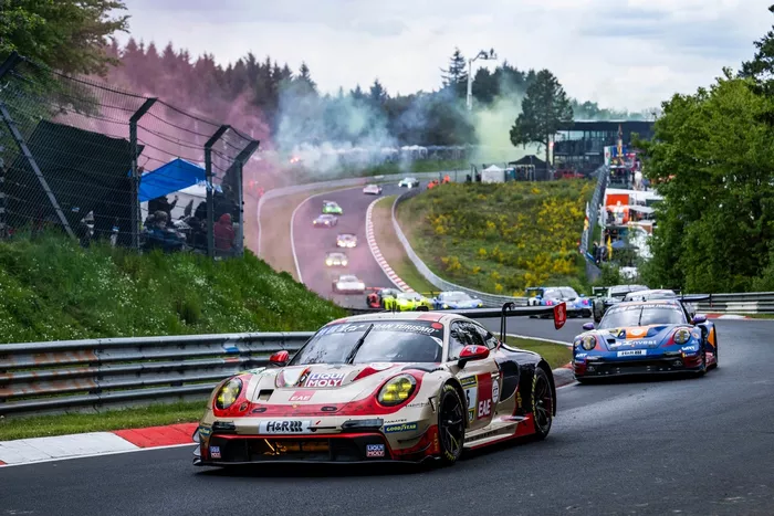 #5 Black Falcon Team EAE Porsche 911 GT3 R: Mustafa Mehmet Kaya, Thomas Kiefer, Gabriele Piana, Mike Stursberg 