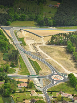 An aerial view of Indianapolis and Virage d'Arnage with a new roundabout