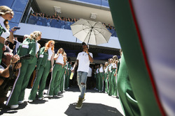Lewis Hamilton, Mercedes AMG F1, in the drivers parade
