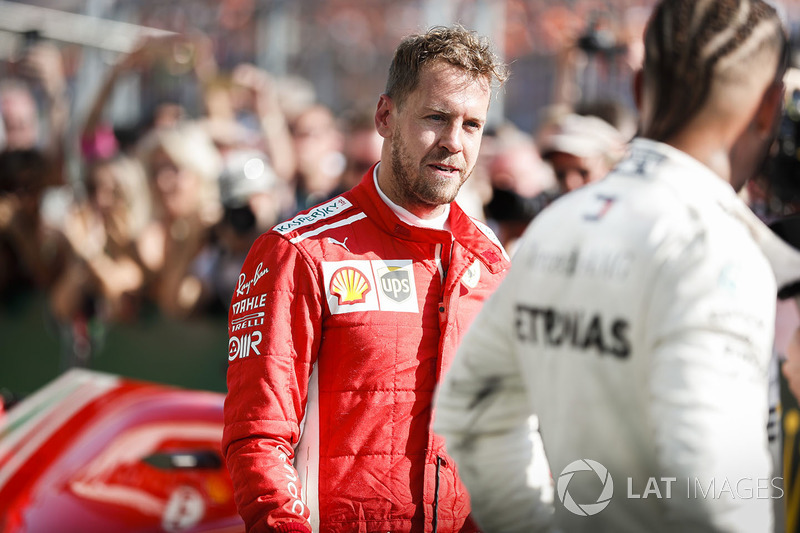 Sebastian Vettel, Ferrari y Lewis Hamilton, Mercedes AMG F1