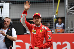 Third place Sebastian Vettel, Ferrari celebrates in parc ferme