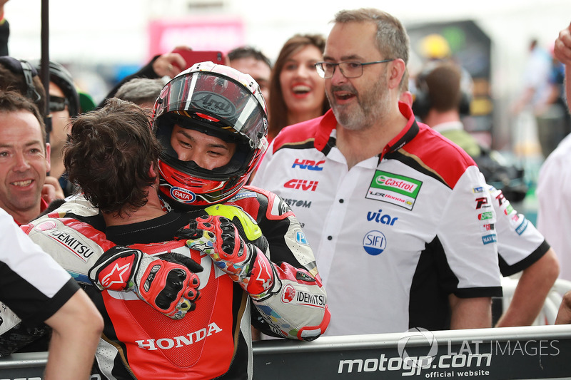 Il vincitore della gara Cal Crutchlow, Team LCR Honda, Takaaki Nakagami, Team LCR Honda