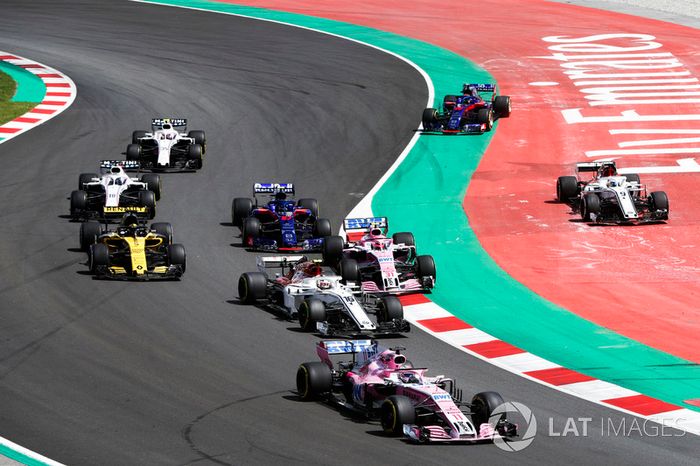 Sergio Perez, Force India VJM11, Charles Leclerc, Sauber C37, Sergio Perez, Force India VJM11, Nico Hulkenberg, Renault Sport F1 Team R.S. 18, Brendon Hartley, Toro Rosso STR13, Lance Stroll, Williams FW41, Sergey Sirotkin, Williams FW41, as Marcus Ericsso