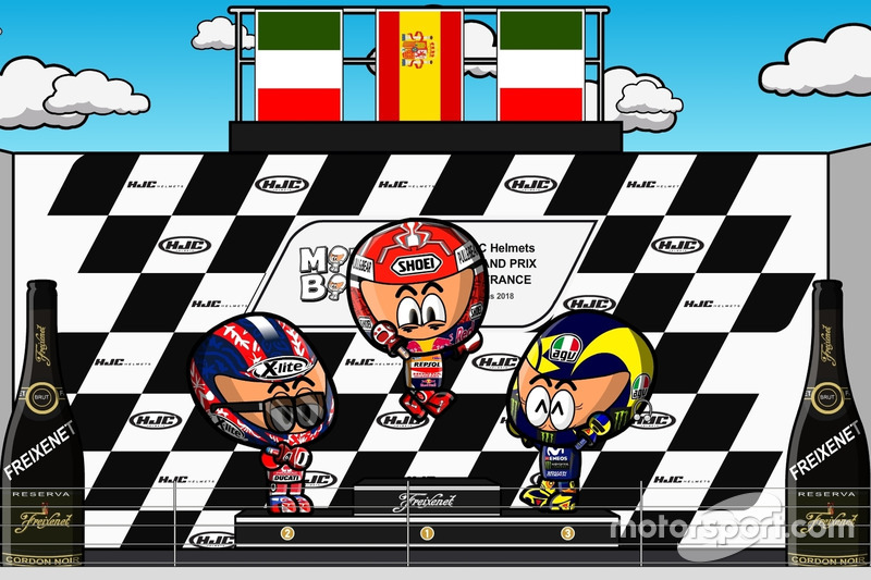 El podio del GP de Francia de MotoGP 2018, por MiniBikers