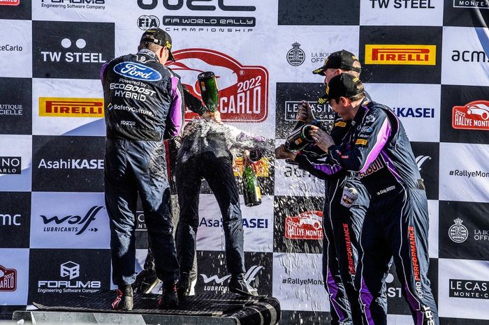 Podium: Winner Sébastien Loeb, Isabelle Galmiche, M-Sport Ford World Rally Team Ford Puma Rally1, second place Sébastien Ogier, Benjamin Veillas, Toyota Gazoo Racing WRT Toyota GR Yaris Rally1, third place Craig Breen, Paul Nagle, M-Sport Ford World Rally Team Ford Puma Rally1