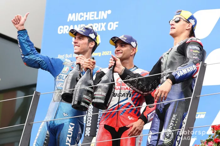 Podio: 1º Jorge Martin, Pramac Racing, 2º Joan Mir, Team Suzuki MotoGP, 3º Fabio Quartararo, Yamaha Factory Racing