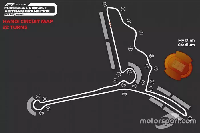 Mappa del circuito di Hanoi con 22 curve