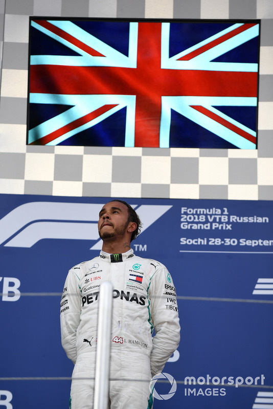 Lewis Hamilton, Mercedes AMG F1, sul podio