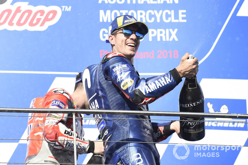 Подіум: переможець гонки Маверік Віньялес, Yamaha Factory Racing