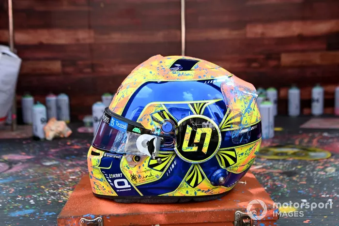 Diseño de casco para Lando Norris, McLaren, por Jimmy Pierce