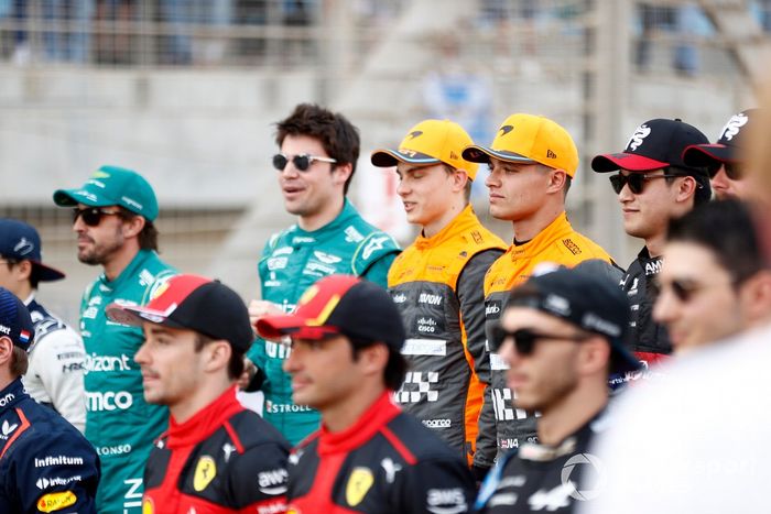Fernando Alonso, Aston Martin F1 Team Lance Stroll, Aston Martin F1 Team Oscar Piastri, McLaren Lando Norris, McLaren Zhou Guanyu, Alfa Romeo F1 Team