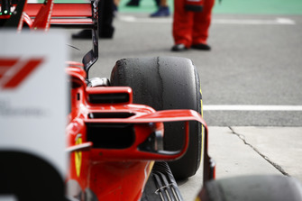Back right tyre of Kimi Raikkonen, Ferrari SF71H in parc ferme