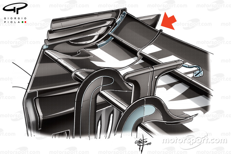 Haas VF-18, hátsó szárny, Belga GP