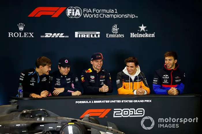 Conferenza stampa, George Russell, Williams Racing, Lance Stroll, Racing Point, Max Verstappen, Red Bull Racing, Lando Norris, McLaren e Pierre Gasly, Toro Rosso 