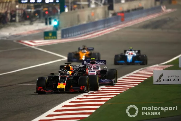 Max Verstappen, Red Bull Racing RB15, leads Lance Stroll, Racing Point RP19
