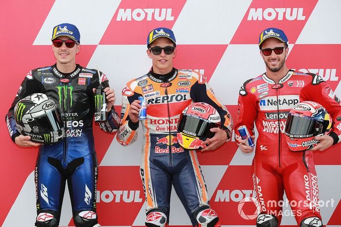 Ganador de la pole Marc Márquez, Repsol Honda Team, Maverick Viñales, Yamaha Factory Racing, tercer lugar, Andrea Dovizioso, Ducati Team