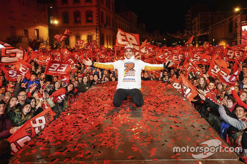 Il Campione 2018 Marc Márquez, Repsol Honda Team festeggia a Cervera