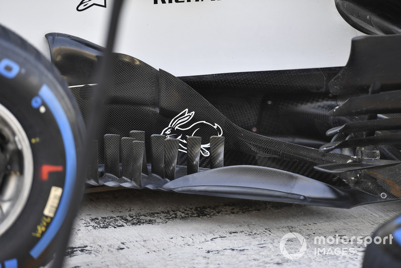Haas F1 Team VF-18 bargeboard, részlet