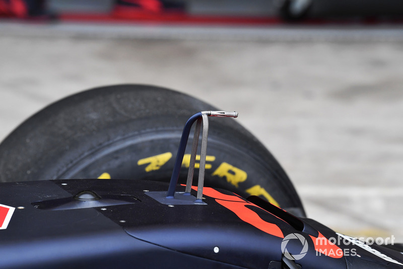 Vue détaillée du nez d'une Red Bull Racing RB14