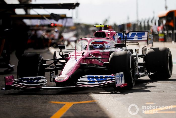 Lance Stroll, Racing Point RP20, in the pit lane