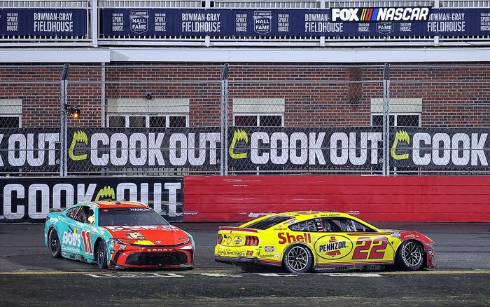 Denny Hamlin, Joe Gibbs Racing, Joey Logano, Team Penske